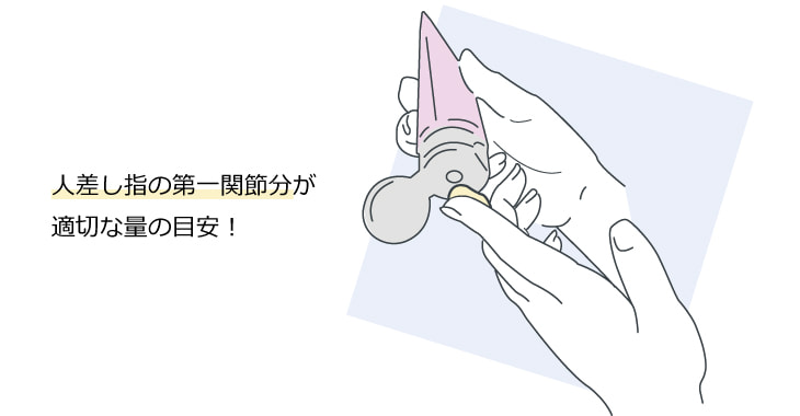 通常のケアであれば、人差し指の第一関節分が適切な量